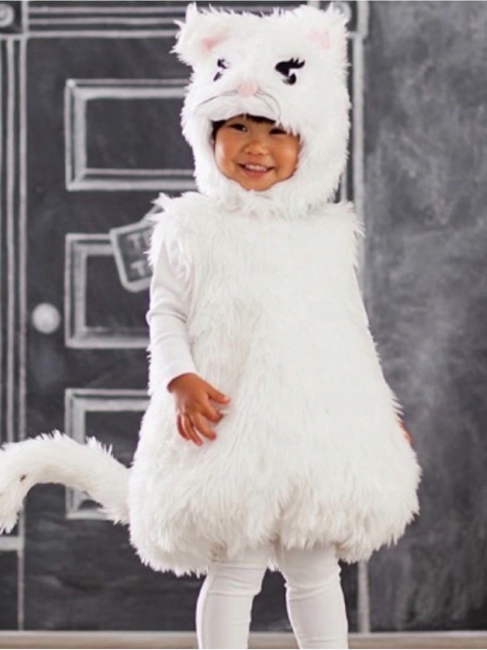 Pottery Barn Kids White Cat 2pc Plush Halloween Costume Size 4–6